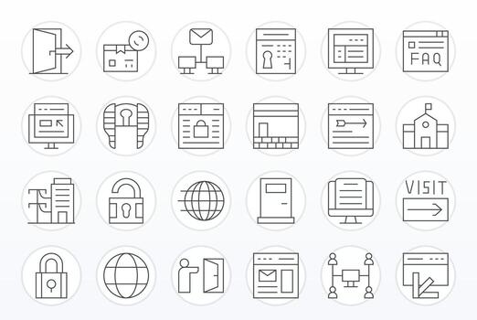 24 Icons for Portal optimized in Editable High Resolution Thin Line resolution vector