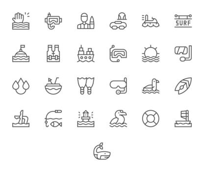25 Regular Line PIXEL Perfect Icons tailored for Ocean 128x128 interface vector