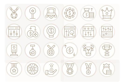 24 Thin Line Pixel Aligned 128x128 Icons from Gain Suite vector