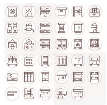 35 Regular Line Pixel Aligned Vectors for Storage Unit Theme