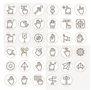 35 Grid Fitted Regular Line Icons from Pointer Collection vector