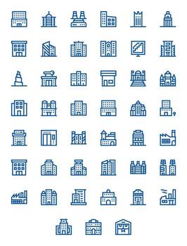 Commercial Building Icon Repository containing 45 Bold Line 256x256 Pixel Optimized graphics vector