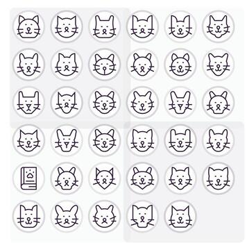 Cat Icon Toolkit featuring 35 Editable 128x128 Regular Line elements vector