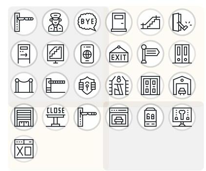 Exit Ultimate Package with 25 Retina Ready Regular Line Detail Enhanced Icons vector