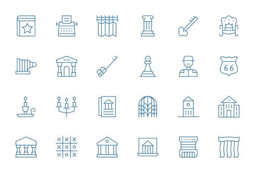 24 íconos para clásico optimizado en píxel optimizado 128x128 Delgado línea resolución vector