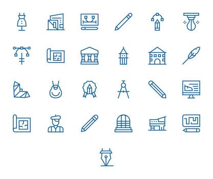 25 editable regular línea íconos desde bosquejo colección vector