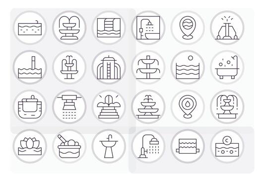 agua característica exhaustivo haz con 24 editable Delgado línea retina Listo íconos vector
