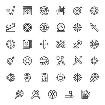 35 Icons for Goal optimized in Display Perfect High Resolution Regular Line resolution vector