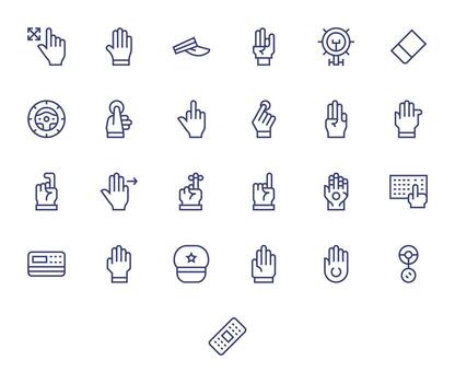 mando presentando 25 256x256 íconos en regular línea diseño vector