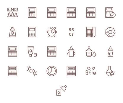Formula Comprehensive Bundle with 25 Display Perfect Regular Line 256x256 Icons vector