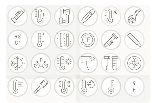 24 64x64 Icons for Fahrenheit in Display Perfect Thin Line Format vector