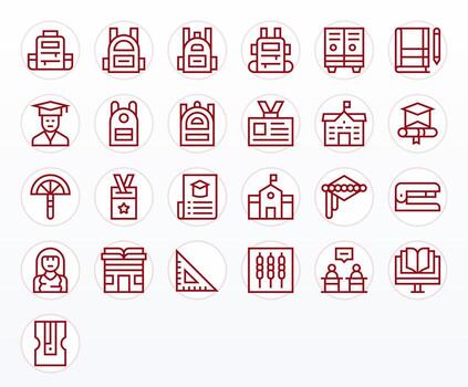 25 Regular Line Editable Vectors for Student Theme