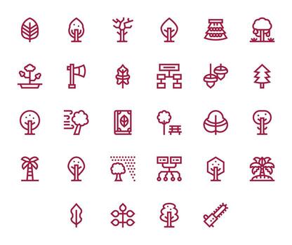 28 negrita línea monitor Perfecto íconos a la medida para árbol alto resolución interfaz vector