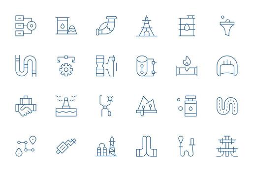 Pipeline Professional Set with 24 Thin Line Detail Enhanced 256x256 Icons vector