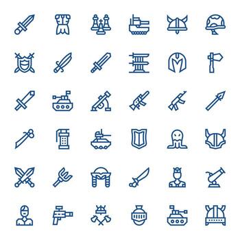 Battle Icon Set with 36 Bold Line 256x256 Display Perfect Graphics vector