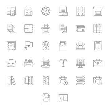 32 Retina Ready Thin Line Icons for Files with Pixel Optimized precision vector