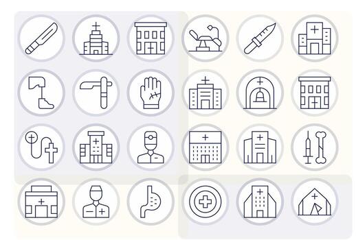 Surgery Icon Repository containing 24 Thin Line High Resolution Display Perfect graphics vector