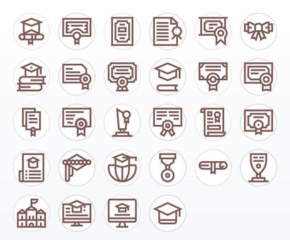 28 Bold Line Icons designed for Diploma in 128x128 Pixel Aligned format vector