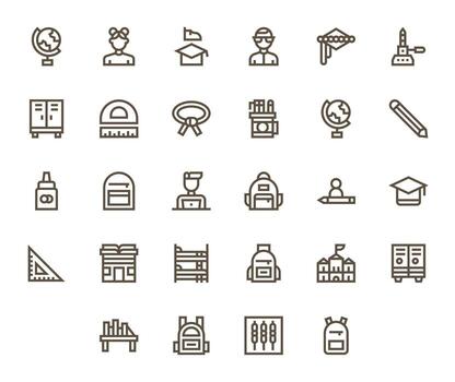 28 Bold Line Icons for Student in crisp 256x256 Pixel Optimized resolution vector