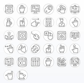 ui icono conjunto con 32 Delgado línea 128x128 detalle mejorado gráficos vector