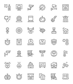 42 Regular Line Icons from Monitoring in Retina Ready Pixel Aligned Quality vector