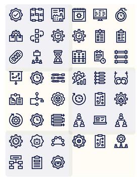 Workflow Complete Package with 45 128x128 Bold Line Display Perfect Icons vector