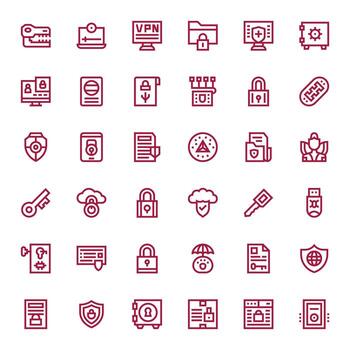 36 High Resolution Icons for Encryption in Detail Enhanced Bold Line Format vector