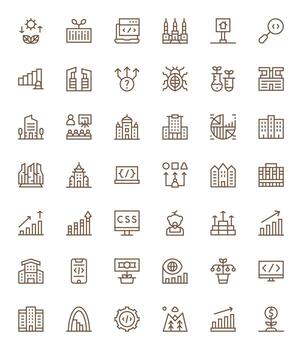 Regular Line PIXEL Perfect Icons from Development Set with 42 64x64 Icons vector