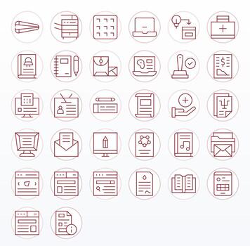 Document Modern Collection with 32 Thin Line 256x256 PIXEL Perfect Icons vector