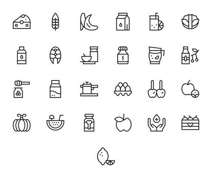 sano escalable conjunto presentando 25 píxel optimizado regular línea 256x256 íconos vector