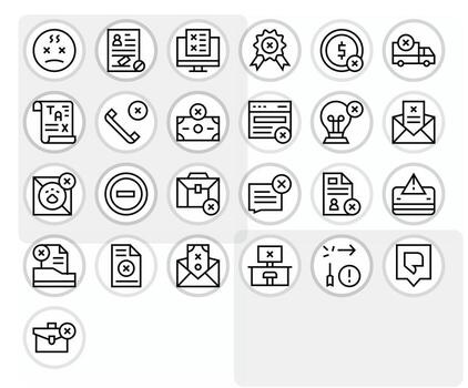 25 256x256 Regular Line Pixel Optimized Icons for Rejected Projects vector