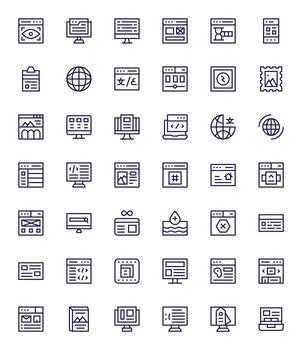 42 regular línea píxel alineado alto resolución íconos desde página web suite vector