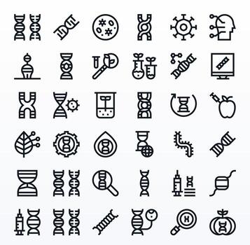 Biotechnology Scalable Set featuring 36 PIXEL Perfect Bold Line High Resolution Icons vector