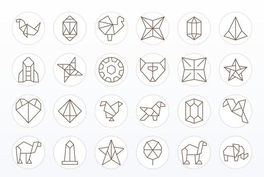Polygon Visual Pack containing 24 Thin Line PIXEL Perfect Icons vector