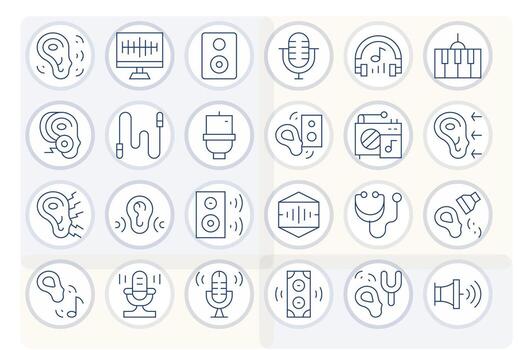 Soundwave Design Icons featuring 24 Editable Thin Line Style vector