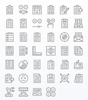 40 Thin Line Icons from Survey in 64x64 Pixel Aligned Quality vector