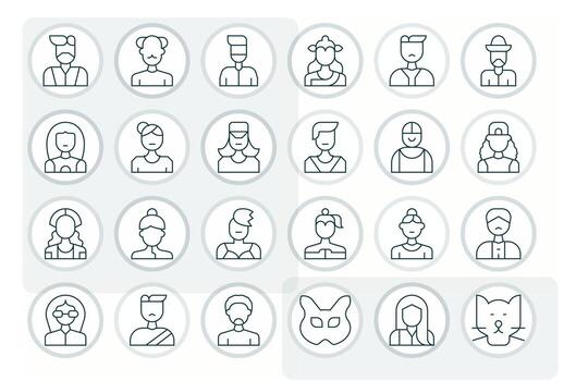 24 Thin Line Icons for Headshot in crisp Retina Ready Pixel Optimized resolution vector