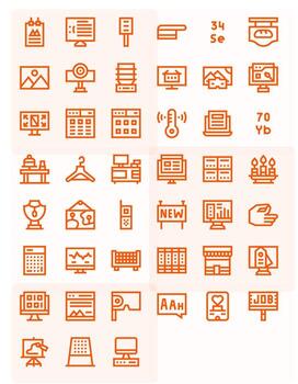 45 cuadrícula equipado negrita línea íconos diseñado para monitor interfaz vector