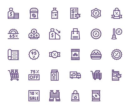 28 Bold Line Icons designed for Wholesale in 64x64 Pixel Optimized format vector