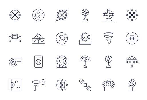 giratorio icono caja de herramientas presentando 24 píxel Perfecto 256x256 Delgado línea elementos vector