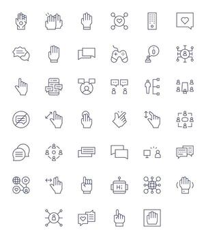 40 Thin Line Display Perfect Icons for Interaction Graphics vector
