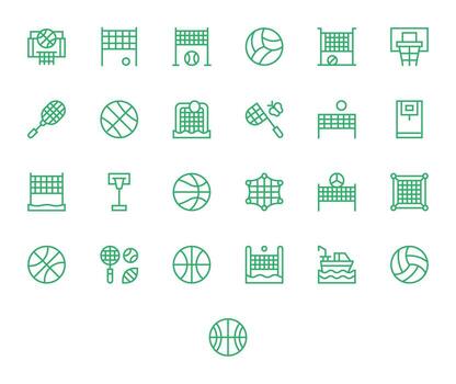 red esencial conjunto incluso 25 cuadrícula equipado regular línea 256x256 íconos vector