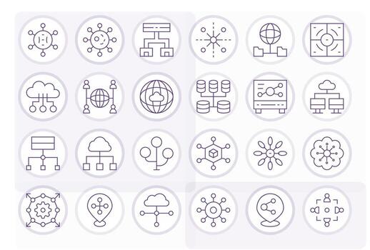 24 256x256 Thin Line Icons optimized for Distributed Display Perfect display vector