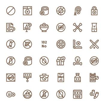 36 Bold Line Icons for Not Allowed in crisp 128x128 Display Perfect resolution vector
