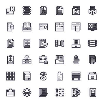 36 64x64 Bold Line Icons for Records with Pixel Optimized precision vector