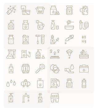 40 64 x 64 Delgado línea íconos para líquido con píxel optimizado precisión vector