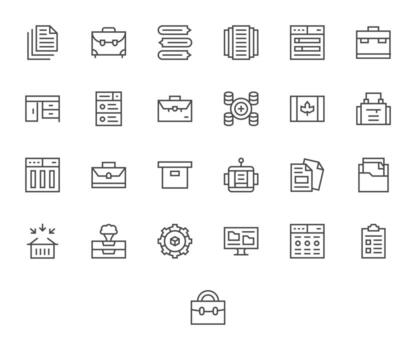 25 Detail Enhanced Icons themed around Files in 128x128 Regular Line format vector