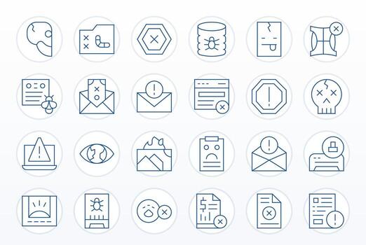 Error Message Complete Package with 24 128x128 Thin Line Pixel Aligned Icons vector