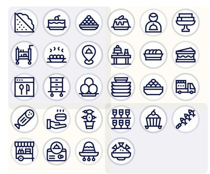 Catering Icon Repository containing 28 Bold Line 64x64 Pixel Optimized graphics vector