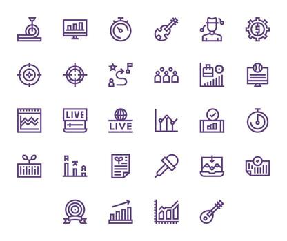 Performance Scalable Set featuring 28 Pixel Aligned Bold Line 64x64 Icons vector